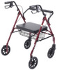 Drive Go-Lite bariatric steel rollator red rear view