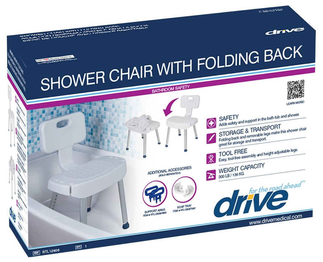 Shower Chair with Folding Back 12606 Drive