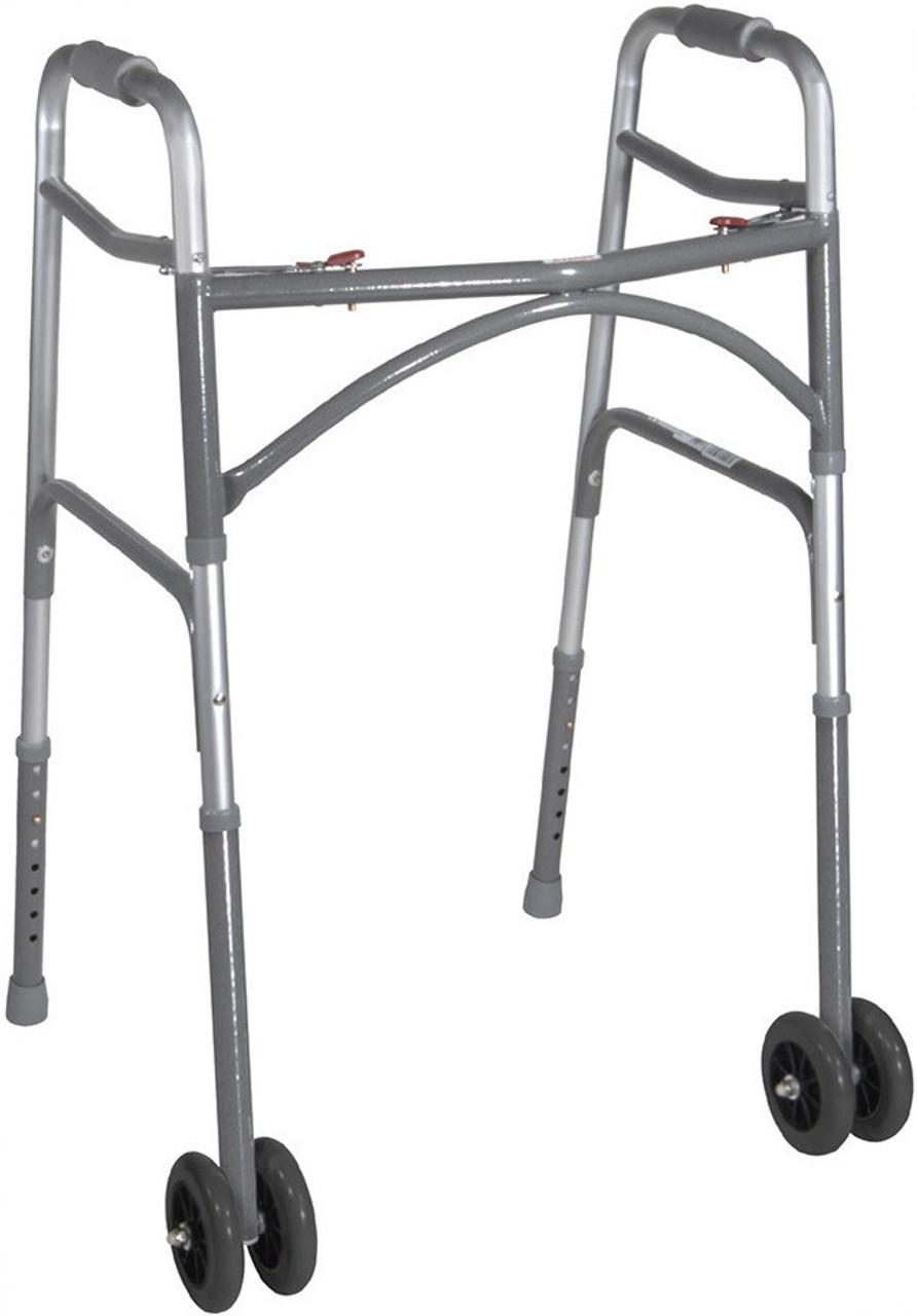 Drive Bariatric Two-Button Folding Walker w/ 2 Wheels 10220-1WW