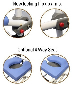 EZee Life Rehab Tilt Shower Commode Chair 5" Casters 155 190 195