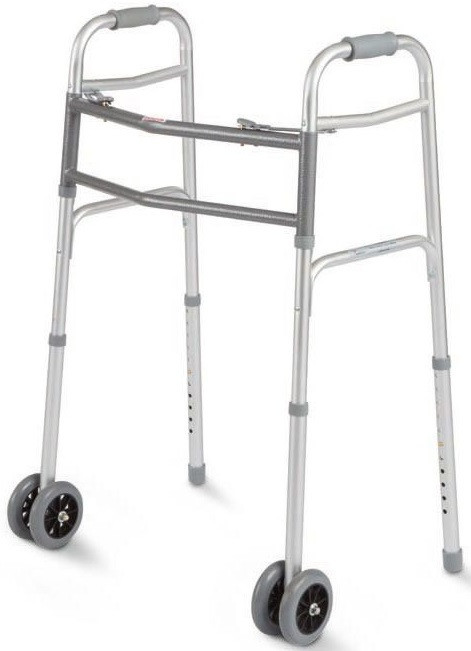 Cardinal Health Cwal0010b Heavy Duty Folding Walker With Wheels