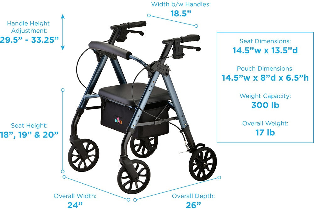 Nova Star 8 Petite Rollator 4278 for 4'11-5'5