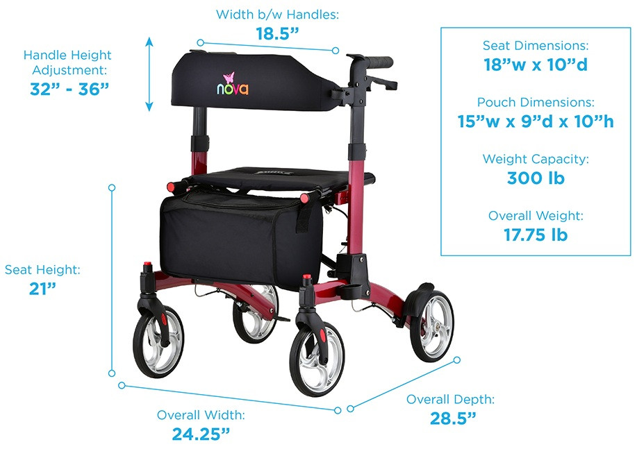 Nova 4329 Monarch Rollator Rolling Walker