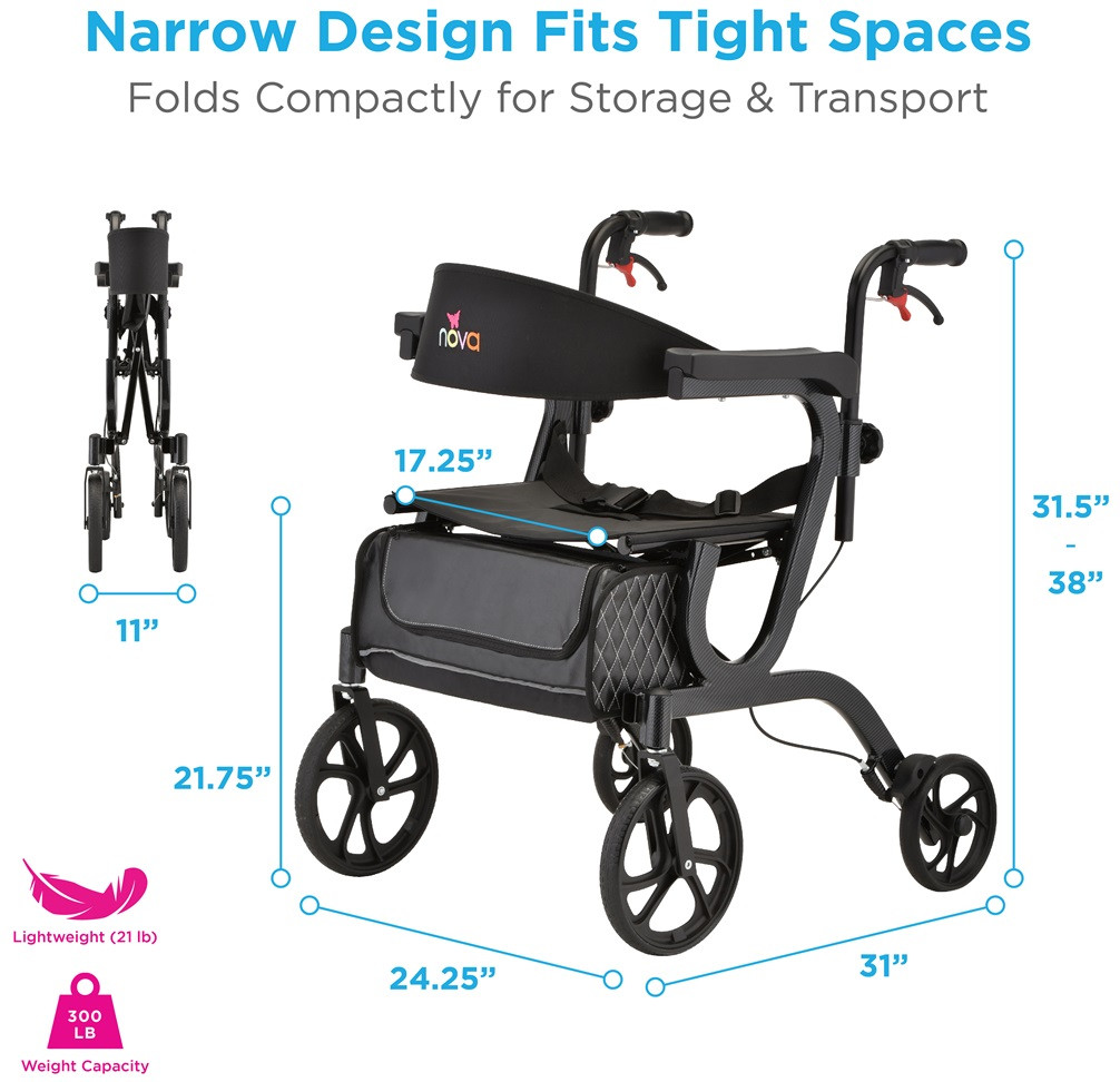 Nova 4500 Gemini Hybrid Transport Chair Rollator