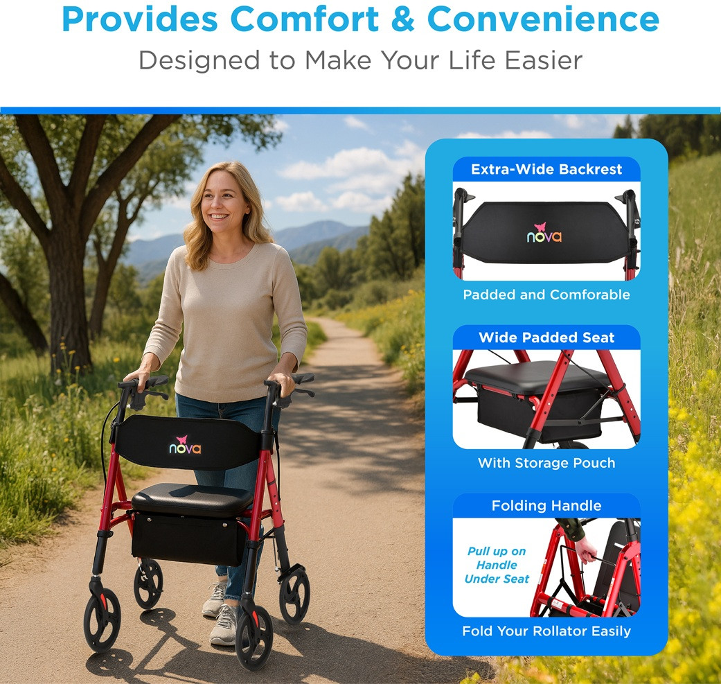 Nova 4259 STAR HD Heavy Duty Rollator Extra Wide Backrest