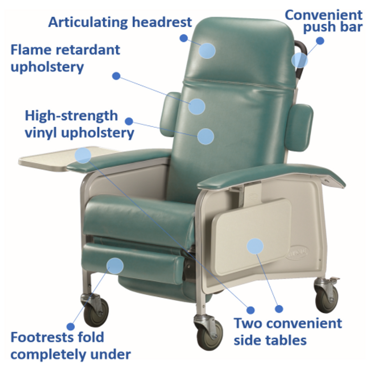 Invacare Deluxe 3 Position Hospital Recliner Chair IH6065A