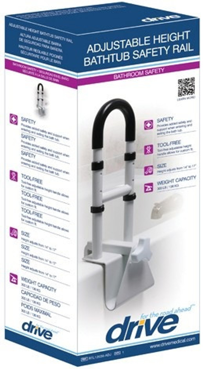 Adjustable Bathtub Safety Rail with Clamp on Grip — Mountainside Medical  Equipment