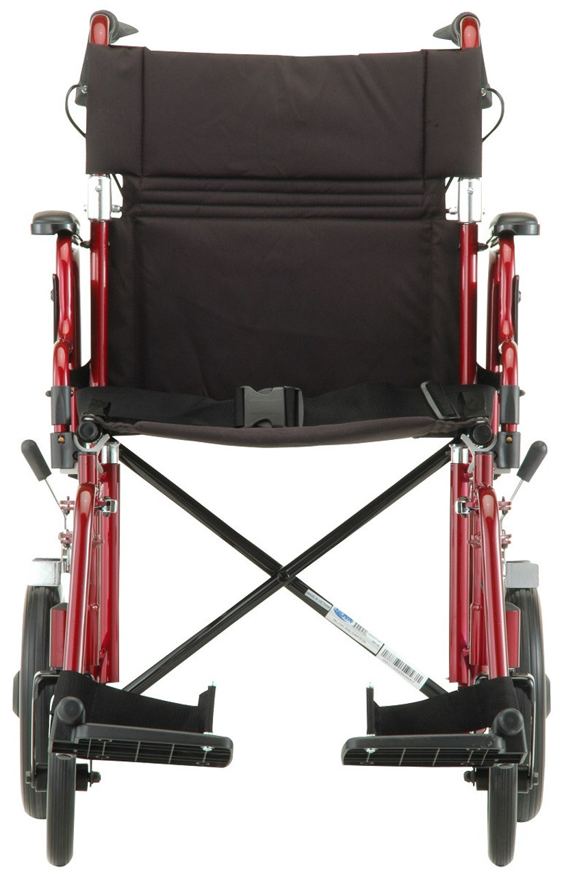 Nova Lightweight Transport Chair with 12 Rear Wheel, Blue