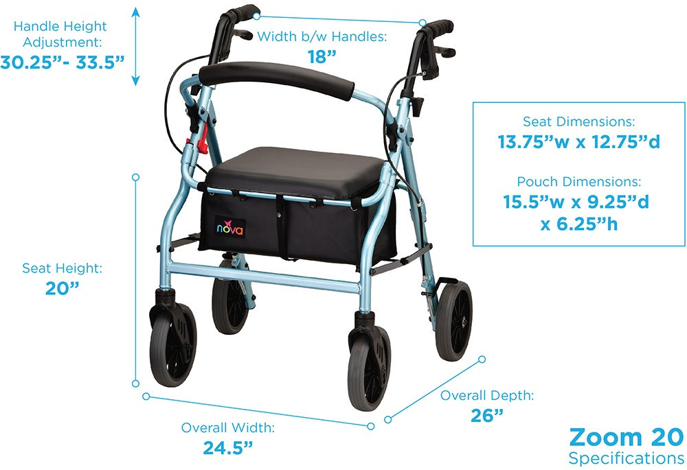 Nova 4220 Zoom 20 Walker Rollator Padded