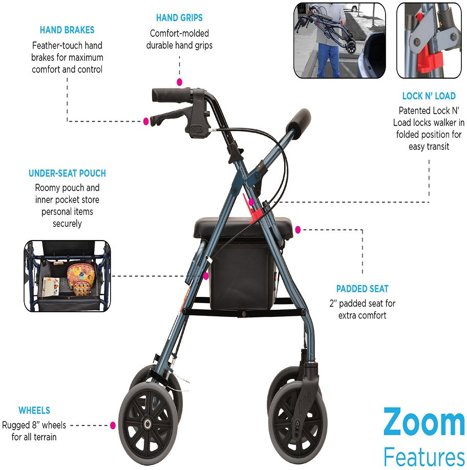 Nova 4220 Zoom 20 Walker Rollator Padded