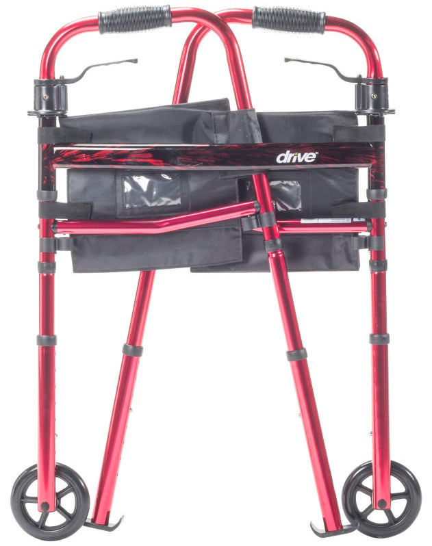 Drive RTL10263KDR Folding Travel Walker with 2 Wheels