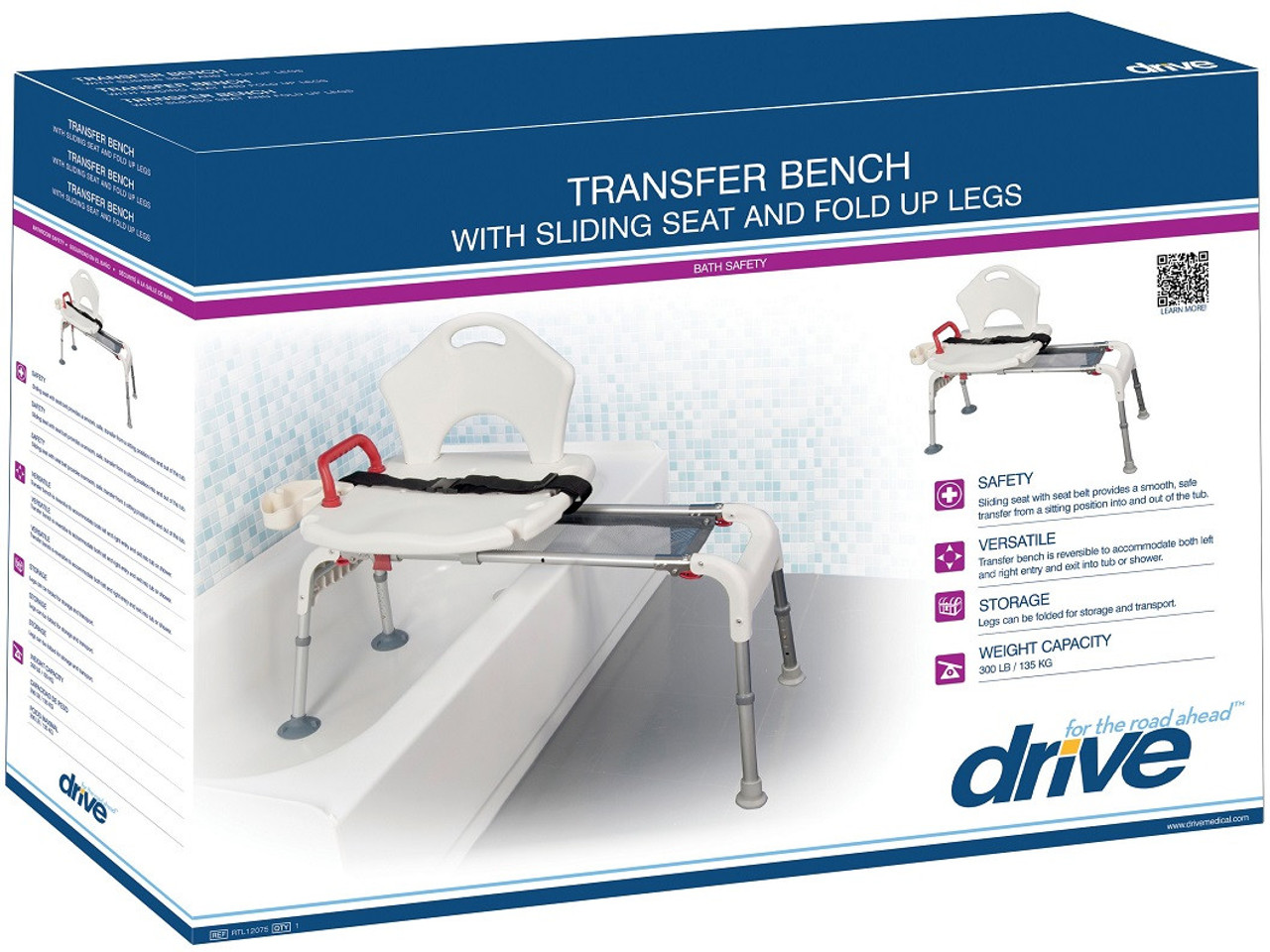 Drive RTL12075 Folding Sliding Transfer Bench Universal