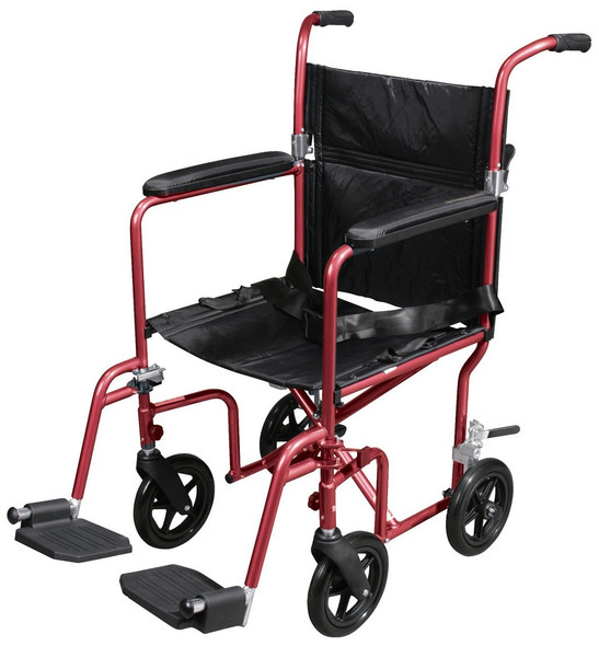 Drive Flyweight Lightweight Transport Chair Removable Wheels RTLFW19RW-RD
