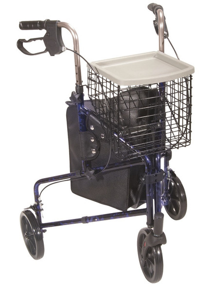 Deluxe 3 Wheel Aluminum Walker, Basket, Tray 10289 by Drive