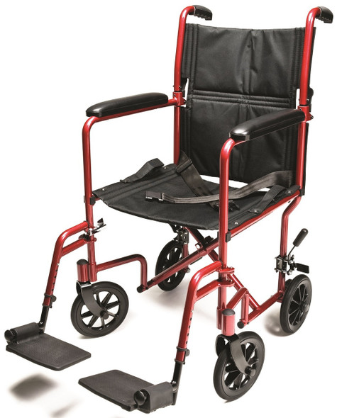 Everest & Jennings Aluminum Transport Chair Red