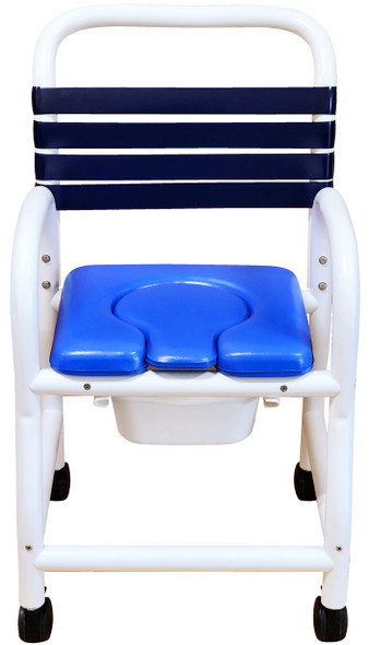 New Era DNE-385 wide shower commode features 22" wide between armrests and 385 lb. weight capacity