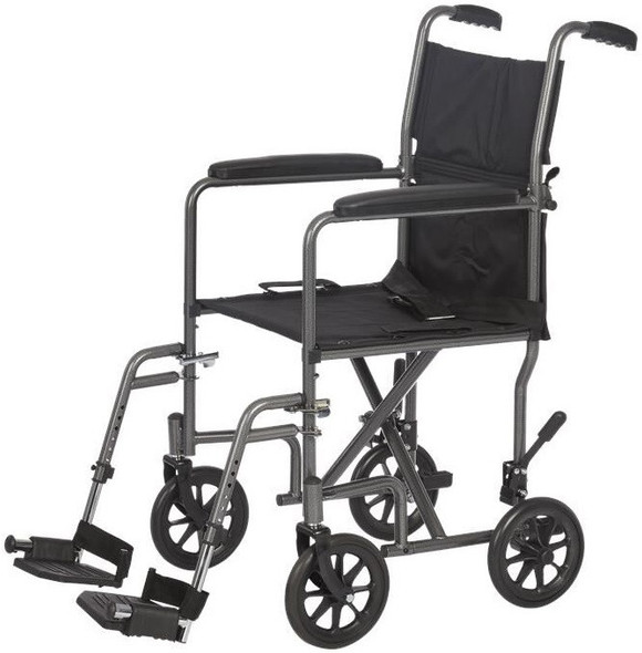 Rhythm Healthcare steel transport chair with footrests