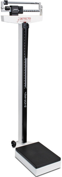 Detecto 338 Physician Scale w/ Wheels & Height Rod right facing