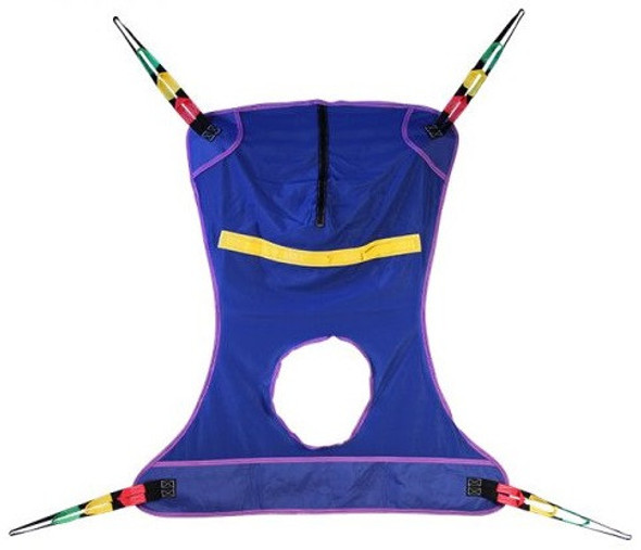 Proactive full body mesh sling with commode hole back side