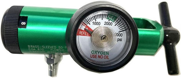 Oxygen Regulator 0-8 LPM CGA870 Barb Outlet by Rhythm Healthcare