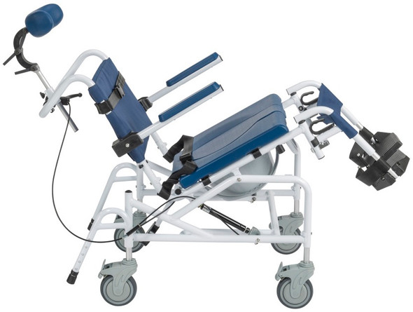 Drive NRS18010 Tilting Rehab Shower Chair Commode tilted side view