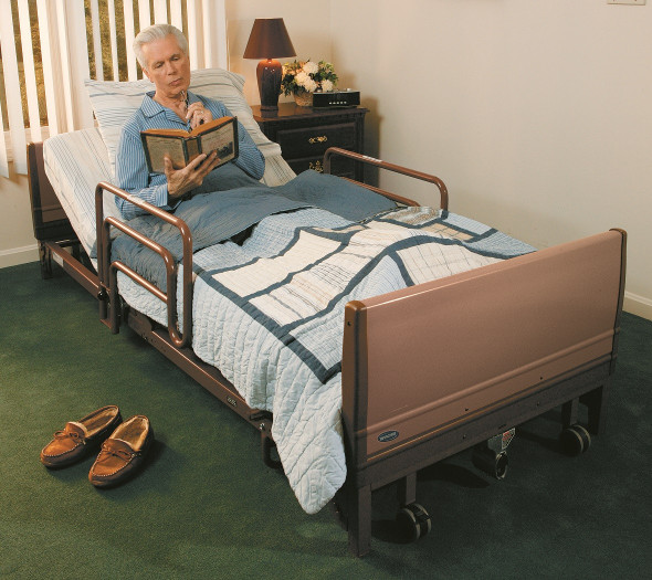 Invacare Full Electric Low Bed w/ Mattress & Rails 5410LOW