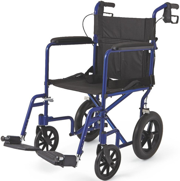 Medline Aluminum Transport Wheelchair w/ 12" Rear Wheels