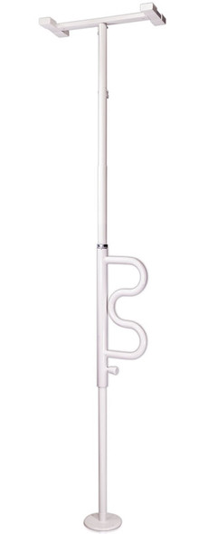 Stander 1100 Wonder Pole with Curve Grab Bar white