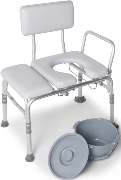 Lumex 7956KD Padded Transfer Bench and Commode includes bucket with lid