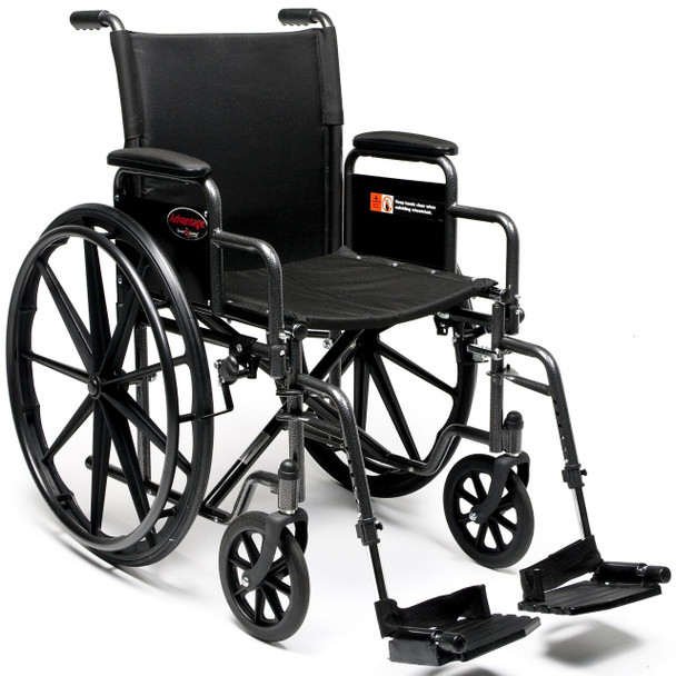 Advantage LX wheelchair with removable desk arms and footrests left turn angle