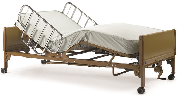 Invacare Extra-Long Semi-Electric Hospital Bed Bundle w/ Mattress & Rails