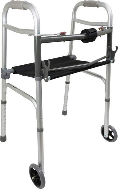 Probasics Folding Walker w/ Two Wheels & Roll Up Seat WKAAW2BST