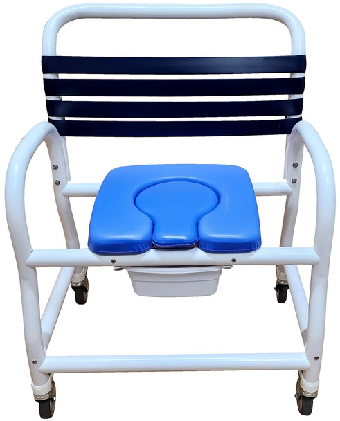New Era DNE-435 bariatric shower commode with soft seat is 26" between arms New Era DNE-435 bariatric shower commode with soft seat is 26" between arms