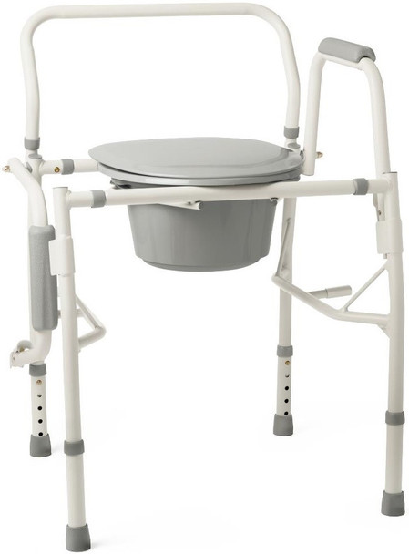 Medline G1-301DX1 Steel Drop Arm Commode with arm down