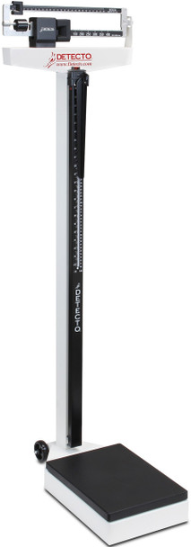 Detecto 438 Physician Scale w/ Wheels & Height Rod right facing