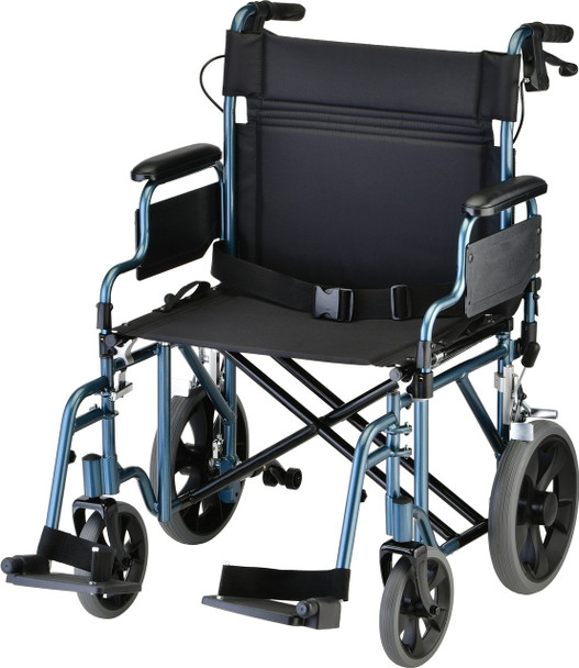 Nova 332 heavy duty lightweight transport chair in blue