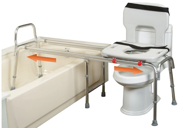 Eagle Health Toilet to Tub Sliding Transfer Bench in use