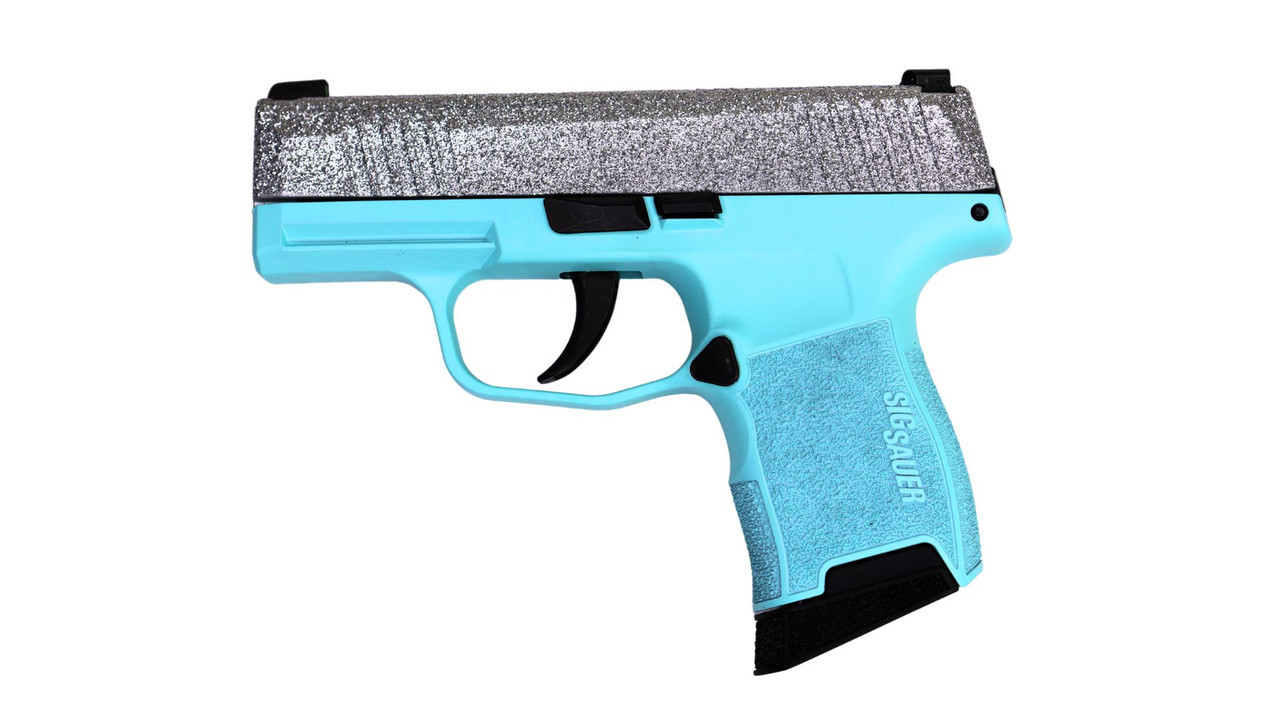Limited Edition Sig Sauer 365 9mm 3.1" 10+1 Teal/Silver Bel Air Glitter Gun-img-0