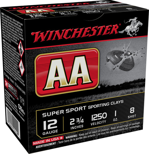 Winchester AA Sporting Clay 12 GA 1 oz 8 Shot AASC12508