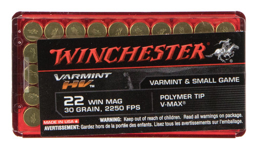 Winchester Varmint HV 22 WMR 30 Grain Hornady V-Max S22M2PT