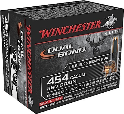 Winchester Dual Bond 454 Casull 260 Grain Bonded Dual Jacket 12-Segment Expansion S454DB