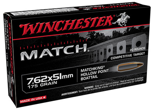 Winchester Match 7.62x51mm NATO 175 Grain Sierra MatchKing BTHP S76251M
