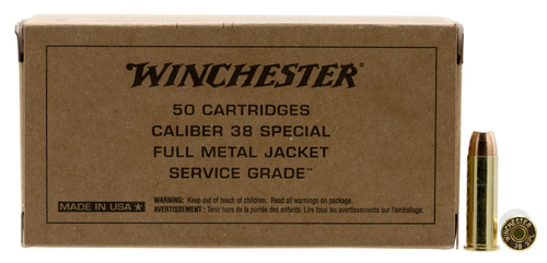 Winchester Service Grade 38 Special 130 Grain Full Metal Jacket Flat Nose SG38W