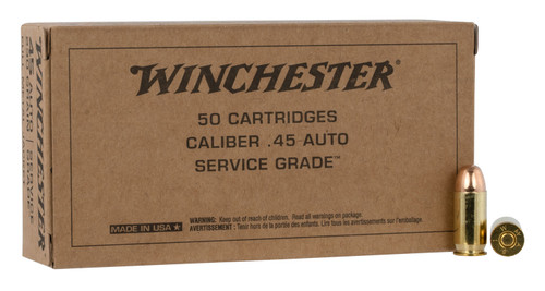 Winchester Service Grade 45 ACP 230 Grain Full Metal Jacket Flat Nose SG45W