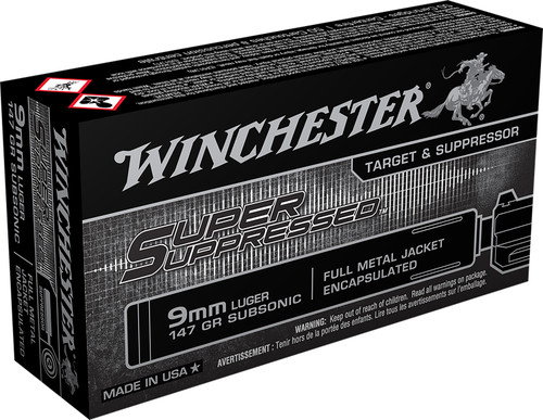 Winchester Super Suppressed 9mm Subsonic 147 Grain Encapsulated Full Metal Jacket SUP9