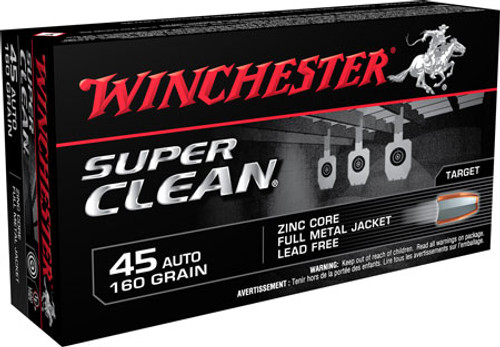 Winchester Super Clean 45 ACP 165 Grain Lead Free Full Metal Jacket W45LF