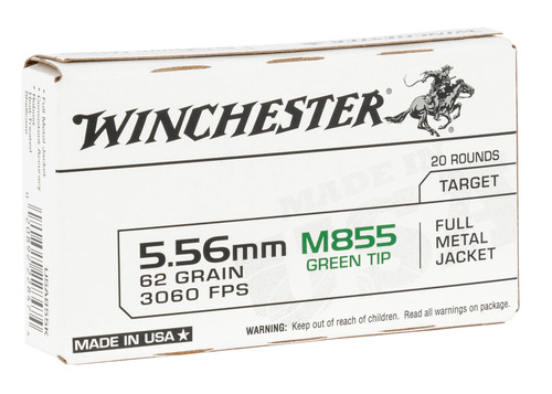 Winchester USA Green Tip 5.56 NATO 62 Grain Full Metal Jacket WM855K