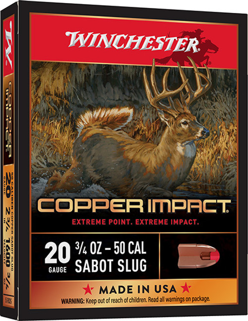Winchester Copper Impact 20 GA 3/4 oz Sabot Slug Shot X20CLF