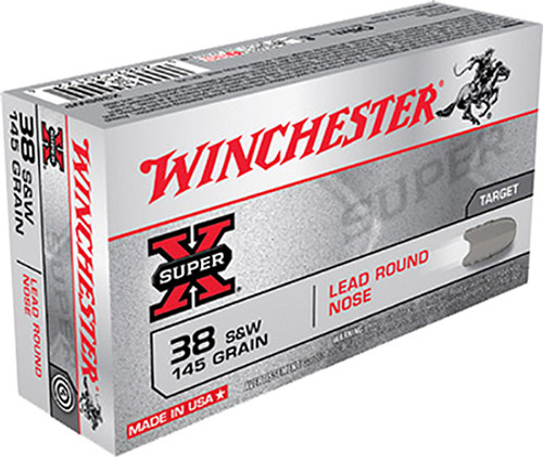 Winchester Super X 38 S&W 145 Grain Lead Round Nose X38SWP