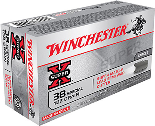 Winchester Super X 38 Special 158 Grain Super Match Lead Semi-Wadcutter X38WCPSV